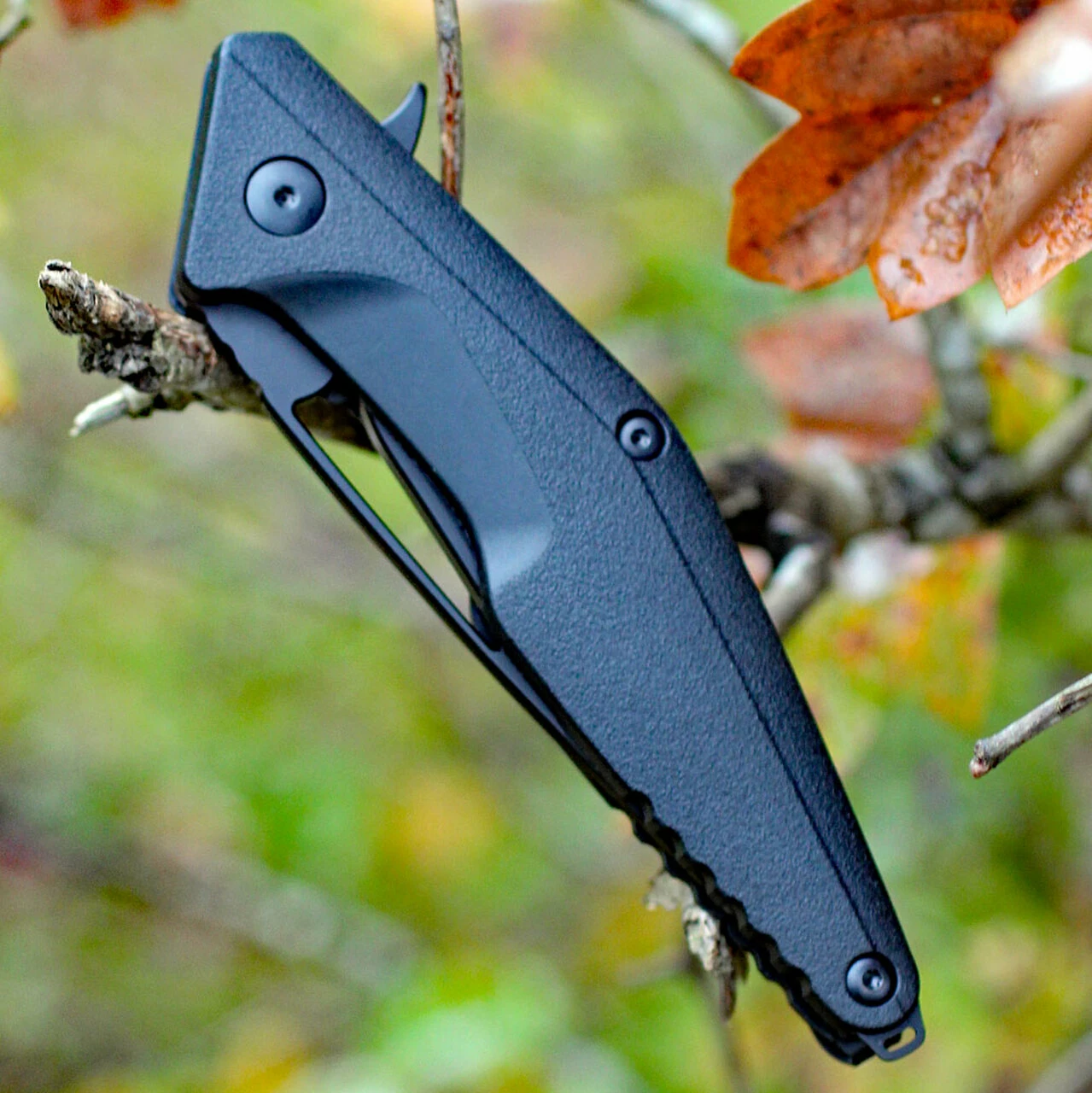 Brous Blades Division Linerlock, 4.5" Black Plain Blade, Black Polymer Handle 3 Brous Blades Division Linerlock, 4.5" Black Plain Blade, Black Polymer Handle - Image 3