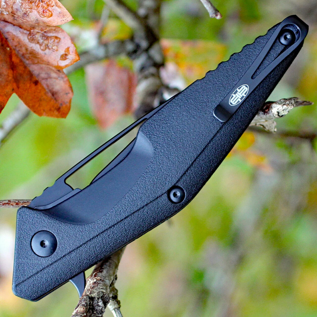 Brous Blades Division Linerlock, 4.5" Black Plain Blade, Black Polymer Handle 4 Brous Blades Division Linerlock, 4.5" Black Plain Blade, Black Polymer Handle - Image 4