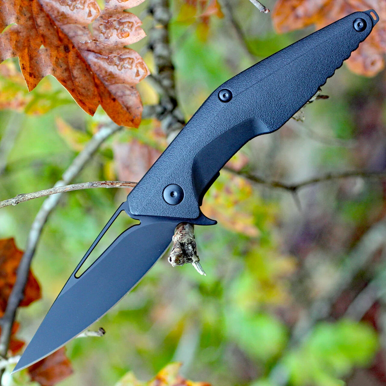 Brous Blades Division Linerlock, 4.5" Black Plain Blade, Black Polymer Handle 1 Brous Blades Division Linerlock, 4.5" Black Plain Blade, Black Polymer Handle