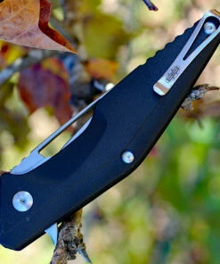 Brous blades Division linerlock, 4.5" Stonewash Plain Blade, Black Polymer Handle -Buck Knives Sales 005s.4 67856.1566586106