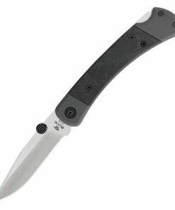 Buck Knives Buck 110 Folding Hunter 0110CFSLE1- 2021 Legacy Collection, 3.75" S45VN Cerakote Coated Plain Blade, Marble Carbon Fiber w/Gray Aluminum Handle