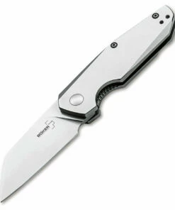 Boker Plus 01BO083 Petit Linerlock, 2.8" D2 Plain Blade, Stainless Steel Handle