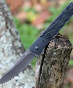 Boker Plus Kwaiken Tactical Flipper 01BO293, 3" VG-10 Acid Washed Plain Blade, Black G-10 Handle