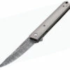 Boker Plus Kwaiken Damascus Flipper 01BO297, 3.5" Damasteel Gray Plain Blade, Gray Titanium Handle
