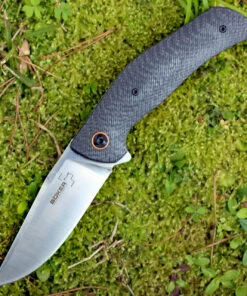 Boker Plus 01BO617 Roundhouse, 3.7" D2 Plain Blade, Carbon Fiber Handle