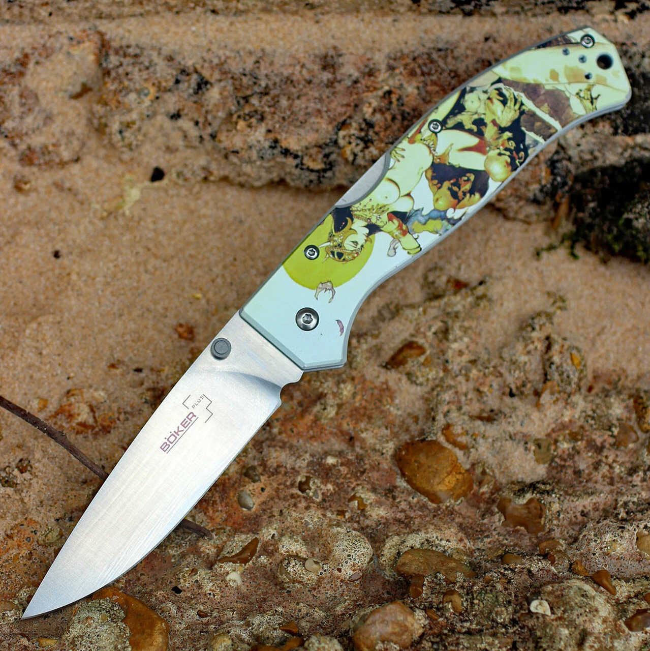 Boker Plus 01BO652 Titan Frazetta, 3.7" 440C Plain Drop Point Blade, Aluminum Handle 1 Boker Plus 01BO652 Titan Frazetta, 3.7" 440C Plain Drop Point Blade, Aluminum Handle