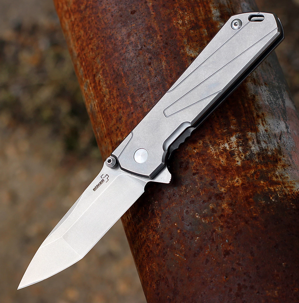 Boker Plus 01BO764 Kihon, 3.3" D2 Tanto Plain Blade, Stainless Handle 1 Boker Plus 01BO764 Kihon, 3.3" D2 Tanto Plain Blade, Stainless Handle