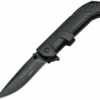 Boker Plus 01KAL18 KAL-18, 3.5" 440C Plain Black Blade, Black Aluminum Handle