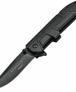 Boker Plus 01KAL18 KAL-18, 3.5" 440C Plain Black Blade, Black Aluminum Handle