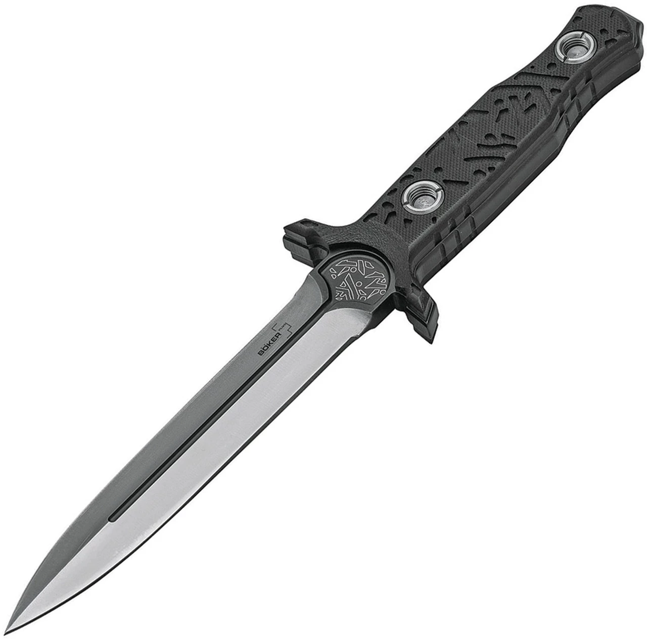 Boker Plus 02BO059 M92, 5.4" 440C Grey Double-Edged Plain Blade, Black G-10 Handle 1 Boker Plus 02BO059 M92, 5.4" 440C Grey Double-Edged Plain Blade, Black G-10 Handle