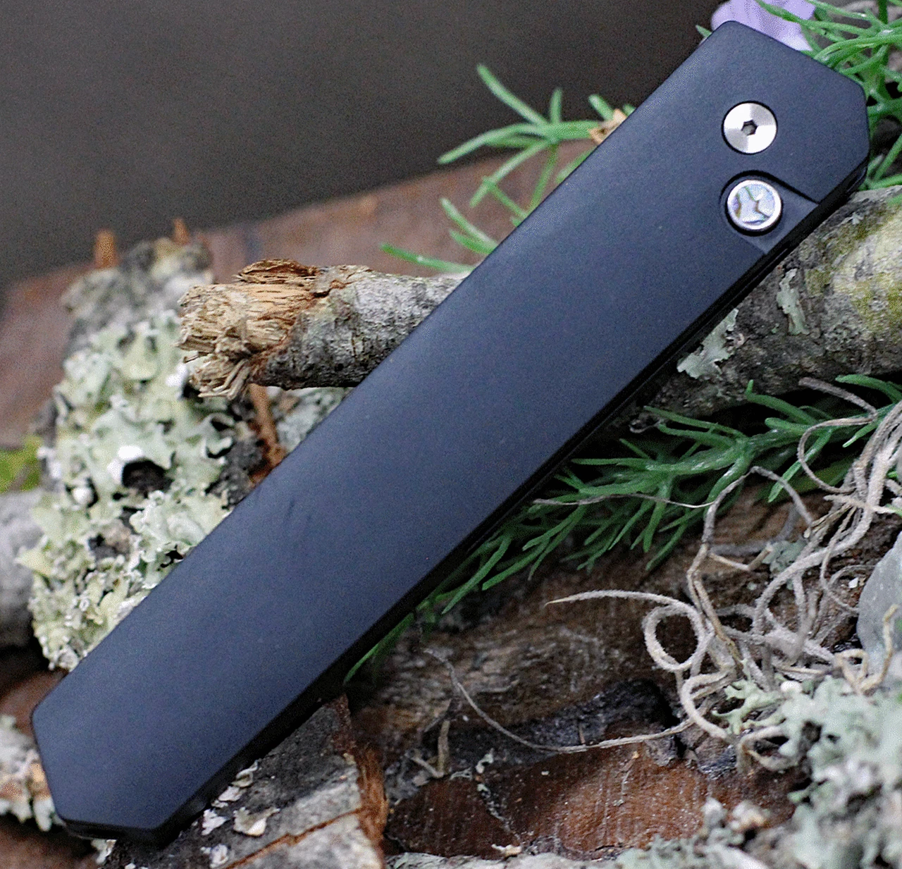 Boker Plus Kwaiken Automatic Damascus Knife 06EX293DAM, 3.0" Damascus Plain Blade, Black Aluminum Handle 3 Boker Plus Kwaiken Automatic Damascus Knife 06EX293DAM, 3.0" Damascus Plain Blade, Black Aluminum Handle - Image 3