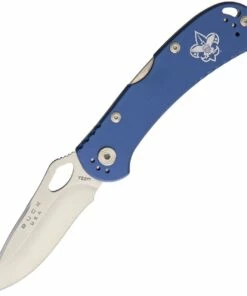 Buck Knives Buck Spitfire BSA 722BLSBSA, 3.25" 420HC Satin Plain Blade, Blue Aluminum w/ BSA Logo Handle