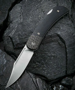 CIVIVI Knives CIVIVI Rustic Gent C914A, 2.97" D2 Satin Clip Point Blade, Black G-10 Handle w/ Carbon Fiber Bolster