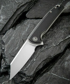 CIVIVI Knives CIVIVI Brigand Linerlock Folder C909C, 3.46” D2 Satin Wharncliffe Plain Blade, Coarse Black G10 Handles