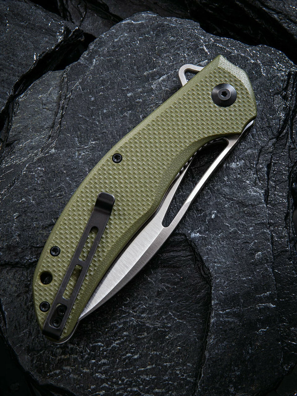 CIVIVI Knives CIVIVI Vexer C915A, 3.96" D2 Satin Plain Blade, Green Coarse G-10 Handles 4 CIVIVI Knives CIVIVI Vexer C915A, 3.96" D2 Satin Plain Blade, Green Coarse G-10 Handles - Image 4