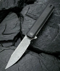 CIVIVI Knives CIVIVI Chronic Linerlock Folder C917DS, 3.22" Damascus Clip Point Plain Blade, G10 With Twill Carbon Fiber Overlay Handles