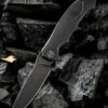 We Knife Co. We Knife Kellen Bogardus 37 Framelock Folder 910D, 4.07” Bohler M390 Black Stonewash Drop Point Plain Blade, Black Titanium Handle