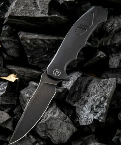 We Knife Co. We Knife Kellen Bogardus 37 Framelock Folder 910D, 4.07” Bohler M390 Black Stonewash Drop Point Plain Blade, Black Titanium Handle