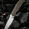We Knife Co. We Knife Kellen Bogardus 37 Framelock Folder 901A, 4.07” Bohler M390 Bead Blast Drop Point Plain Blade, Bronze Titanium Handle