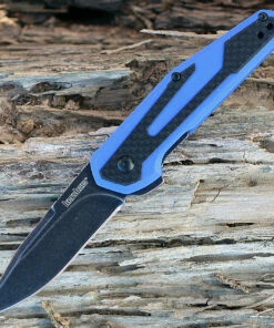 Kershaw Knives Kershaw 1160BLUBW Fraxion, 2.75" 8Cr13MoV Plain Blade, Blue G-10/Carbon Fiber Overlay