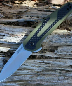 Kershaw Knives Kershaw 1160OL Fraxion, 2.75" 8Cr13MoV Plain Satin Blade, OD Green G-10/Carbon Fiber Overlay