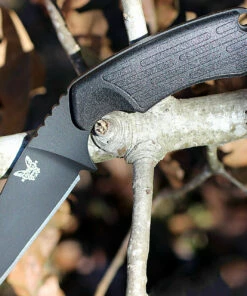 Benchmade Knives Benchmade 125BK AZERIA, 2.9" N680 Black Plain Blade, Black Grivory Handle