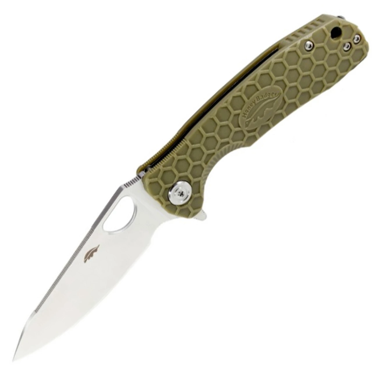 Honey Badger Knives Honey Badger Large Leaf Flipper - Green FRN (3.6" 8Cr13MoV Satin) HB1290 1 Honey Badger Knives Honey Badger Large Leaf Flipper - Green FRN (3.6" 8Cr13MoV Satin) HB1290