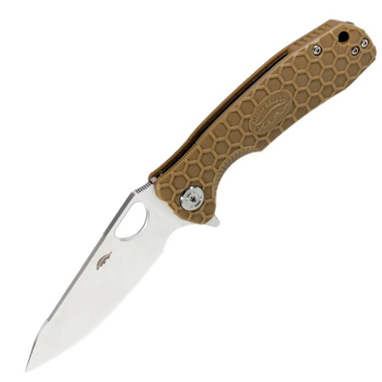 Honey Badger Knives Honey Badger Medium Leaf Flipper - Tan FRN (3.2" 8Cr13MoV Satin) HB1299 1 Honey Badger Knives Honey Badger Medium Leaf Flipper - Tan FRN (3.2" 8Cr13MoV Satin) HB1299