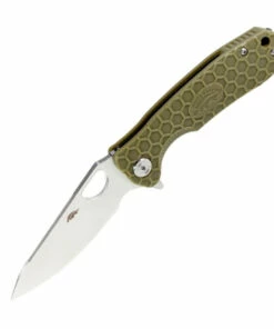 Honey Badger Knives Honey Badger Medium Leaf Flipper - Green FRN (3.2" 8Cr13MoV Satin) HB1300