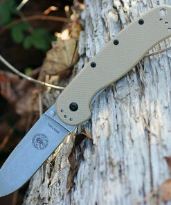 BRK Avispa 1302DT, 3.5", Stonewash D2 Steel, Plain Edge, Drop Point, Design by Esee Knives, Desert Tan Nylon handles