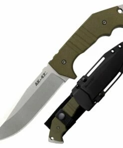 Cold Steel AK-47 Field Knife 14AKA, 5 1/2" CPM-3V Stonewash Blade, OD Green G10 Handle