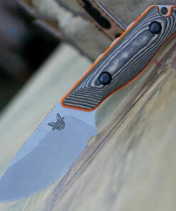Benchmade Knives Benchmade 15017-1 Hidden Canyon Hunter, 2.79" CPM-S90V Satin Drop Point Blade, Richlite/Orange G10 Handle