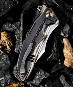 We Knife Co. We Knife Chimera Framelock Folder 814A, 3.9” CPM S35VN Satin Clip Point Plain Blade, Black and Bronze Titanium Handle -Buck Knives Sales 1532499814915076 41660.1582302377