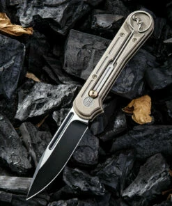 We Knife Co. We Knife Double Helix Folder 815A, 3.3" CPM S35VN Black Two-Tone Drop Point Plain Blade, Bronze Titanium Handle