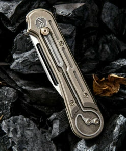 We Knife Co. We Knife Double Helix Folder 815A, 3.3" CPM S35VN Black Two-Tone Drop Point Plain Blade, Bronze Titanium Handle -Buck Knives Sales 1532500395202840 89232.1582304757