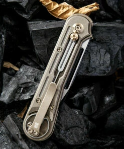 We Knife Co. We Knife Double Helix Folder 815A, 3.3" CPM S35VN Black Two-Tone Drop Point Plain Blade, Bronze Titanium Handle -Buck Knives Sales 1532500400959670 98287.1582304757