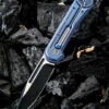 We Knife Co. We Knife Double Helix Folder 815C, 3.3" CPM S35VN Black Two-Tone Drop Point Plain Blade, Blue Titanium Handle