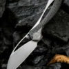 We Knife Co. We Knife Pleroma Linerlock Folder 821A, 2.95” Bohler M390 Wharncliffe Satin Plain Blade, Titanium Inlay Carbon Fiber Handle
