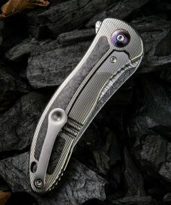 We Knife Co. We Knife Synergy 2 Framelock Folder 912CFDS2, 3.49" Heimskringla Damasteel Tanto Plain Blade, 6AL4V Titanium with Shredded Carbon Fiber Inlay Handle 9 We Knife Co. We Knife Synergy 2 Framelock Folder 912CFDS2, 3.49" Heimskringla Damasteel Tanto Plain Blade, 6AL4V Titanium with Shredded Carbon Fiber Inlay Handle -Buck Knives Sales 1575253522870970 70081.1582054041