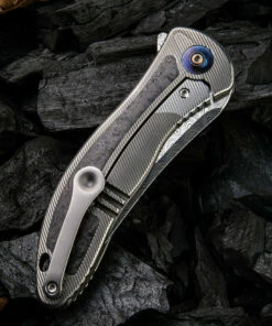 We Knife Co. We Knife Synergy 2 Framelock Folder 912CFDS1, 3.49" Heimskringla Damasteel Tanto Plain Blade, 6AL4V Titanium with Shredded Carbon Fiber Inlay Handle -Buck Knives Sales 1575253664176375 94965.1582055194