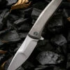 We Knife Co. We Knife Scoppio Framelock Folder 923B, 3.63" CPM-20CV Stonewash Drop Point Plain Blade, Gray Titanium Handle