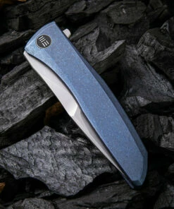 We Knife Co. We Knife Scoppio Framelock Folder 923A, 3.63" CPM-20CV Stonewash Drop Point Plain Blade, Blue Titanium Handle -Buck Knives Sales 1575254679347004 64885.1582049810