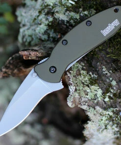 Kershaw Knives Kershaw 1620OL Scallion, 2.25" 420HC SS Plain Blade, Olive Aluminum Handle