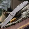 Kershaw Knives Kershaw Random Leek 1660R, 3" Sandvik 14C28N Bead Blasted Reverse Tanto Blade, Stainless Steel Handle