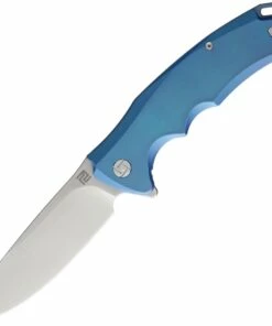 Artisan Cutlery Artisan Tradition Framelock ATZ1702GBU, 3.94" S35VN Plain Blade, Blue Titanium Handle