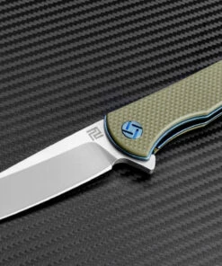 Artisan Cutlery Artisan ATZ1707PGN Shark, 3.94" D2 Steel Plain Blade, Green G-10 Handle
