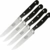 Hen & Rooster HRI008 Four Piece Steak Knife Set, 4.75" 440A Stainless Plain Blade, Stainless Guard, Black Bakelite Handle