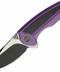 We Knife Co. We Knife Valiant Folder 717A, 3" CPM S35VN Black Stonewash Two-Tone Clip Point Plain Blade, Green Titanium with Carbon Fiber Inlay Handle