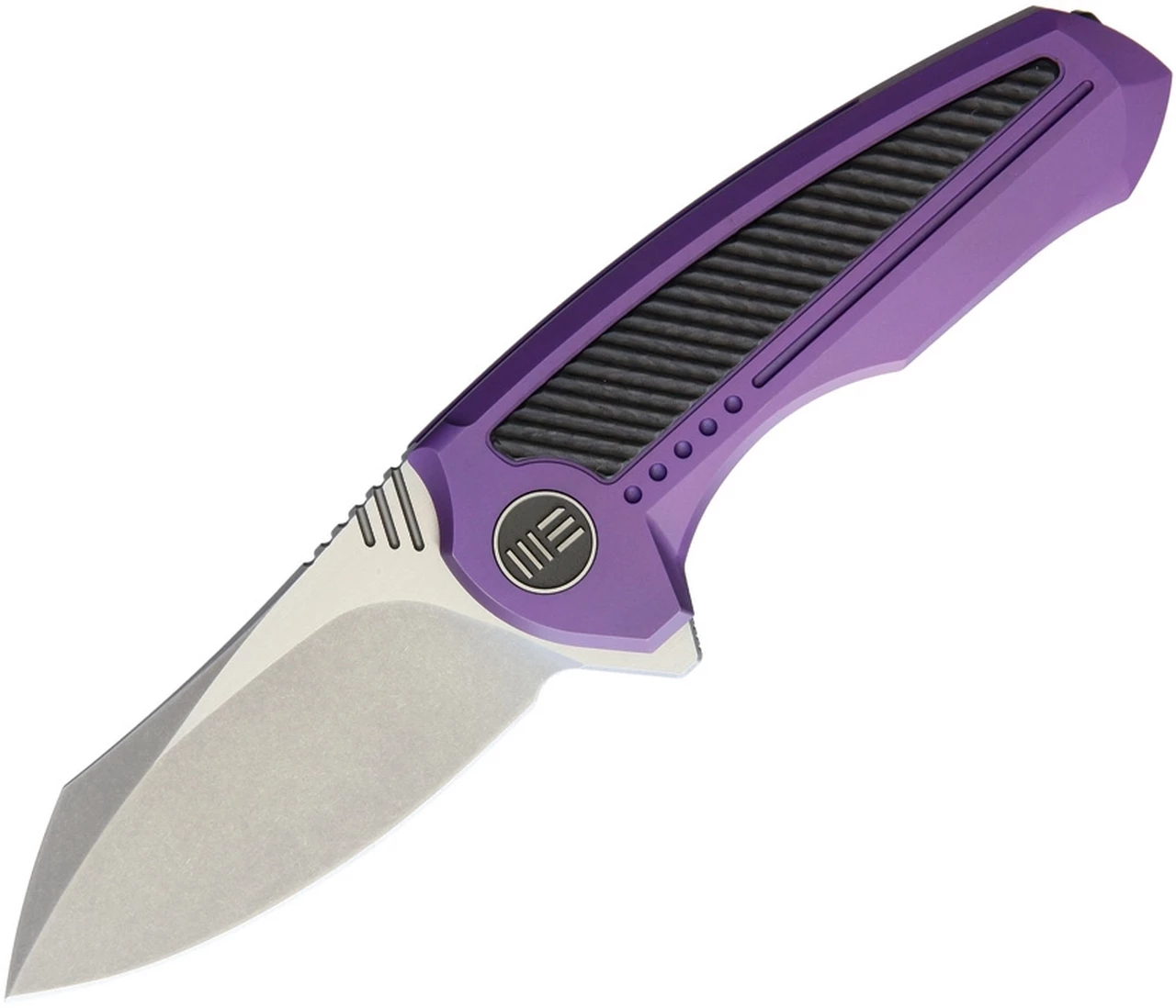 We Knife Co. We Knife Valiant Folder 717B, 3" CPM S35VN Stonewash Clip Point Plain Blade, Purple Titanium with Carbon Fiber Inlay Handle 1 We Knife Co. We Knife Valiant Folder 717B, 3" CPM S35VN Stonewash Clip Point Plain Blade, Purple Titanium with Carbon Fiber Inlay Handle