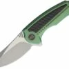 We Knife Co. We Knife Valiant Folder 717F, 3" CPM S35VN Stonewash Clip Point Plain Blade, Green Titanium with Carbon Fiber Inlay Handle